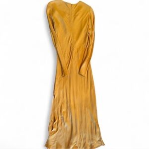 Massimo Dutti Mustard Maxi Dress Silky long sleeves